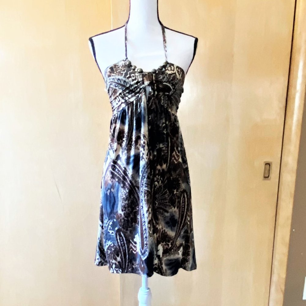 NWT Sz S Ventti Multicolor Paisley Halter Dress